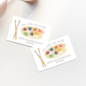Verfkleur Valentijn | You Colour My World afdrukbare kinderen Valentijn | Fijne Valentijnsdag Tag | Direct downloaden | N166