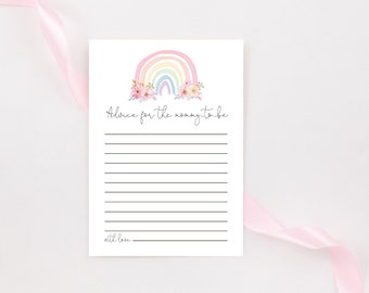 Rainbow Advice for Mommy-to-be | Editable Rainbow Baby Shower Game |  Instant Download Sign | Templett | N18