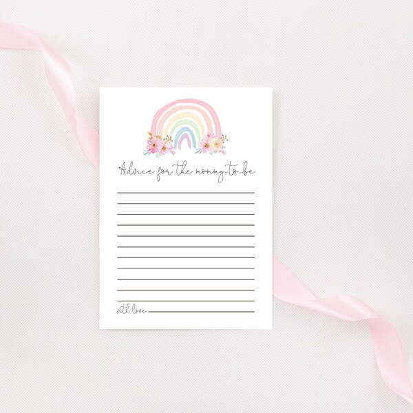 Rainbow Advice for Mommy-to-be | Editable Rainbow Baby Shower Game |  Instant Download Sign | Templett | N18