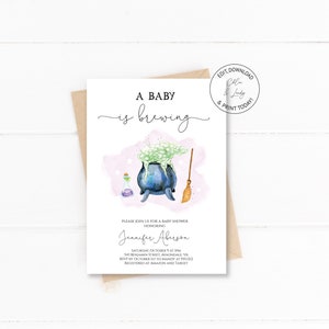 Ein Baby braut Baby-Dusche-Einladung | Mädchen Halloween Babyparty Einladen | Bügel | Sofort Download | N169p