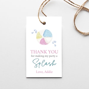 Pool Party Favor Tag Template | Beach Ball Favor Tag |  Instant Download | Printable Pool Party Tag | N143b