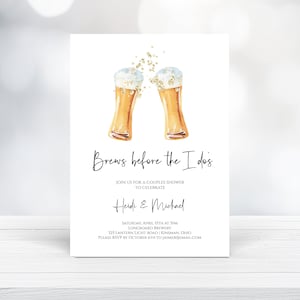 Brews before the I dos Co-ed Shower Invitation | Engagement Party Invitation | Beer Couples Shower Invite | N61