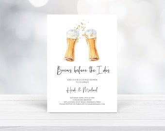 Brews before the I dos Co-ed Shower Einladung | Einladung zur Verlobungsfeier | Bier Paare Dusche Invite | N61