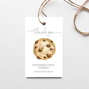 Chocolate Chip Cookie Favor Tag | Sweet Treat Thank You Tag | Printable Cookie Favor Tag | Instant Download
