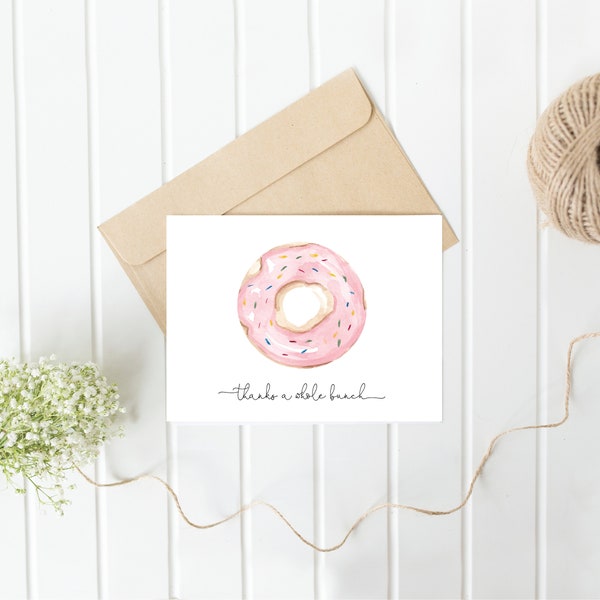 Pink Donut Thank You Card | Editable Pink Donut Thank you Note | Instant Download | N141