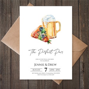 Pizza and Beer Invitation | Engagement Party Invitation | Pizza Rehearsal Dinner Invite | N177