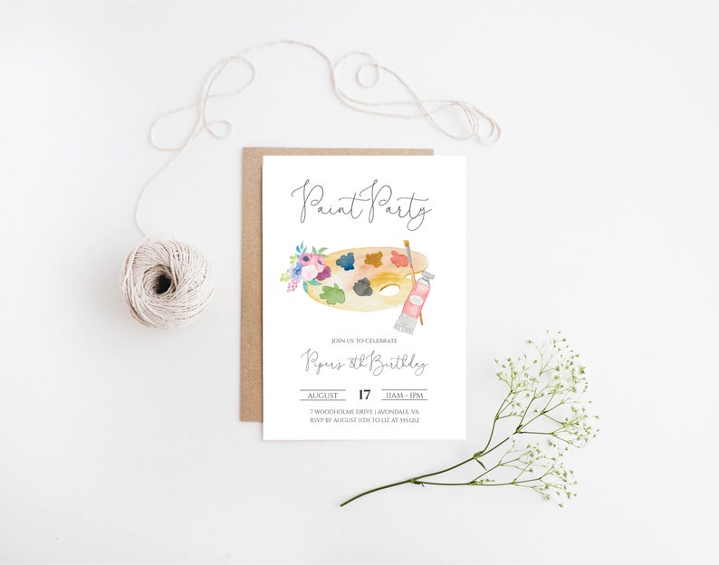 Paint Birthday Party Invitation Girl Art Birthday Party Etsy