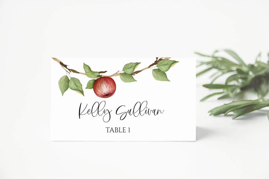 Red Apple Tented Food Cards | Apple Name Cards | Printable Baby Shower ...