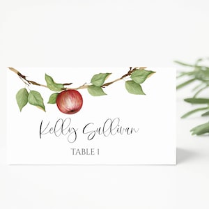 Red Apple-voedselkaarten met tent | Apple-naamkaartjes | Afdrukbare babyshower-plaatskaarten | Directe download, N35