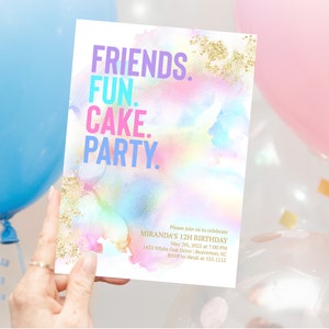 Colorful Girl Birthday Party Invite | Tween Girl Birthday Party Invite | Teen Girl Birthday Invitation | Instant Download wc1