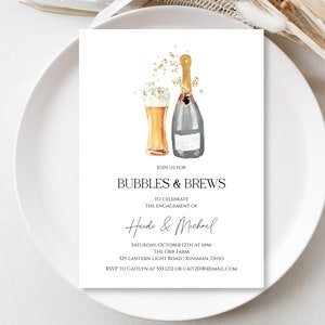 Bubbles and Brews Co-ed Shower Invitation | Engagement Party Invitation | Beer Bridal Shower Invite | Couples Shower Invite | N61