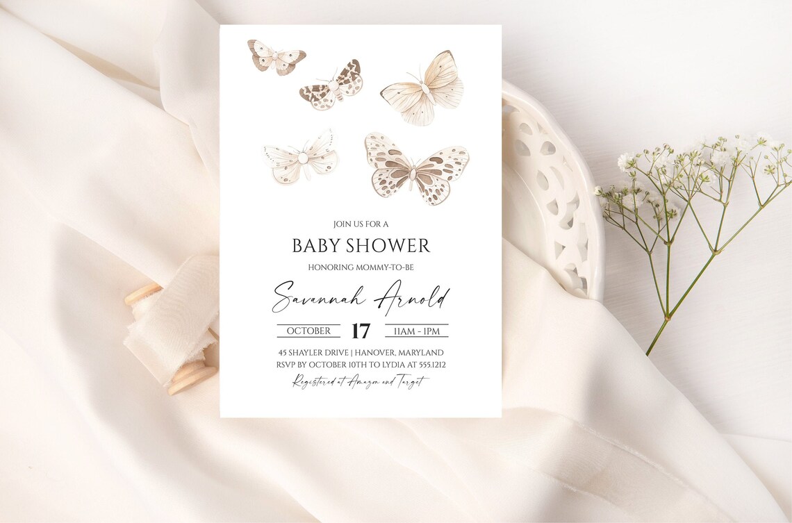 Baby Shower Invitation Butterfly Baby Shower Invite Gender Etsy