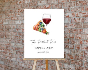 Engagement Party Welcome Sign | Rehearsal Dinner Welcome Sign | Pizza and Wine Sign | Template Instant Download | N177