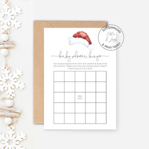 Santa Baby bingo Shower Game | Christmas Baby Shower Game | Santa Baby Shower Bingo Game | Templett | Instant Download | N94