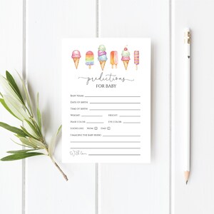Popsicle Baby Predictions Modèle de carte | | de jeux de baby shower d’été téléchargement instantané | | imprimable N147