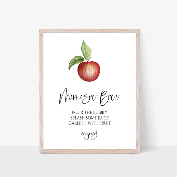 Apple Mimosa Bar Sign | Apple Baby Shower Sign | printable bridal shower sign | apples, fall theme  | Instant Download