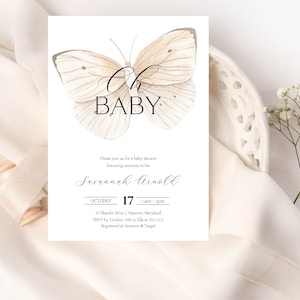 Baby Shower Invitation | Butterfly Baby Shower Invite | Gender Neutral Baby Shower Invitation | Instant Download, N76