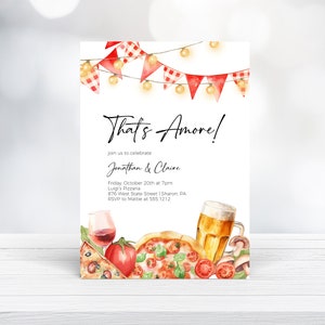 Pizza and Wine Birthday Party Invitation | Engagement Party Invitation | Pizza Rehearsal Dinner Invite, Pizza, beer and wine invite