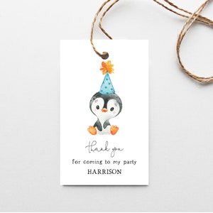 Penguin Favor Tag / Boy Birthday Party Thank You Tag / Printable Penguin Favor Tag / Instant Download, N158