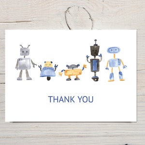 Bearbeitbare Roboter Dankeskarte | Druckbare Roboter Danke Karte | Templett | Sofortdownload | N126
