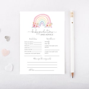 Regenbogen Babyparty Spiel |  Vorschauen und Ratschläge für Babykarte | Templett | Sofortdownload | N18