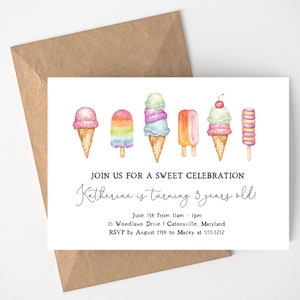 Ice Cream Birthday Party Invite | Sweet Celebration First Birthday Party Invite | Ice Cream Birthday Invite | Instant Download | N147