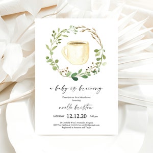Coffee Baby Shower Invitation | Gender Neutral Baby Shower Invite | A Baby is Brewing Shower Invitation |  Instant Download, N101