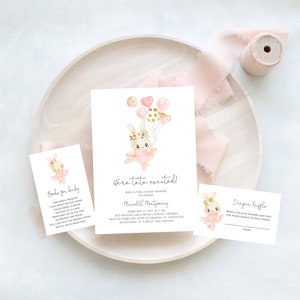 Ballerina Baby Shower invitation Bundle  | Pink Tutu Excited Shower Invite  | Editable Template | Instant Download | N206