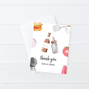 BBQ Baby Shower Thank You Card | Burgers Beers and Bottles Thank You Notecard | Burgers and Bottles Thank You Notes | N134