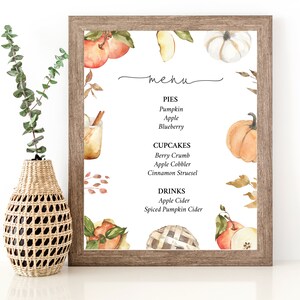 Herbst Desserts Menü | Druckbares Menü | Bearbeitbare Dessert Bar Vorlage | Sofort Download, Templett | N81