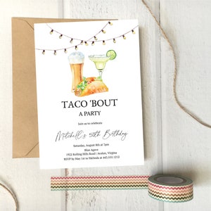 Tacos and and Brews Birthday Party Invitation | Taco bout a party Invite | Fiesta Birthday Party Invite | N140c