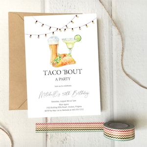 Tacos and and Brews Birthday Party Invitation | Taco bout a party Invite | Fiesta Birthday Party Invite | N140c