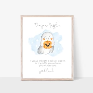 Blue Ghost Baby Shower Game | Little Boo Diaper Raffle Sign | Templett | Instant Download | N168