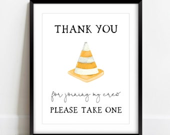 Construction Party Favor Table Sign | Printable Construction Party Sign|  Instant Download Sign | N128