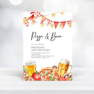 Pizza and Beer Birthday Party Invitation | Engagement Party Invitation | Pizza Rehearsal Dinner Invite