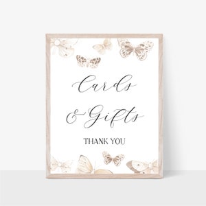 Butterfly Gift Table Sign | Butterflies Cards and Gifts Sign | printable baby shower sign | N76