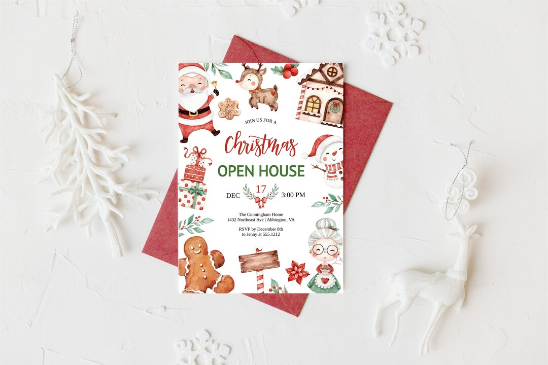 Editable Christmas Party Invitation | Christmas Open House Invite ...