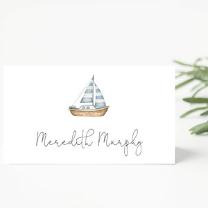 Velero Baby Shower Food Tents / Boy Nautical Baby Shower Place cards / Boating Baby Shower tented food cards / Descarga instantánea, N390 V2