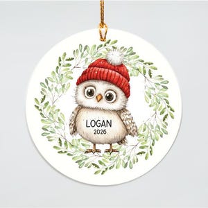 Owl Christmas Ornament | Personalized Child Tree Ornament | Holiday Keepsake C4