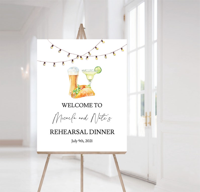 Taco Rehearsal Dinner Sign Fiesta Welcome Sign Tacos Engagement Party Sign Instant Download Sign N140m image 1