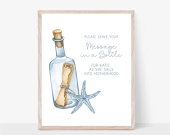 Nautical Baby Shower Game | Message in a Bottle Baby Shower Game | Editable Sign | Templett | N390