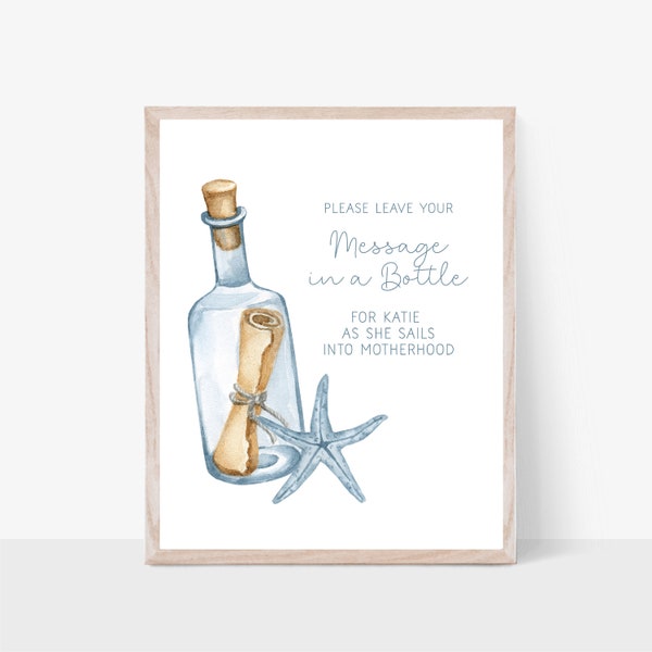 Nautical Baby Shower Game | Message in a Bottle Baby Shower Game | Editable Sign | Templett | N390