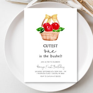 Fall Birthday Party Invitation | Girl First Birthday Party Invite | Apple Birthday Party Invite | Apple Invite | Instant Download | N59