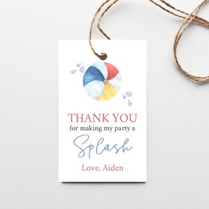 Pool Party Favor Tag Template | Swimming Party Favor Tag |  Instant Download | Printable Pool Party Tag | N143b