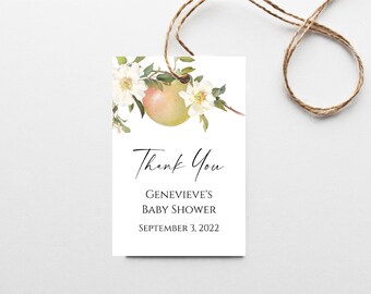 Apple Favor Tag Template Editable Apple Baby Shower Thank You Tag ...