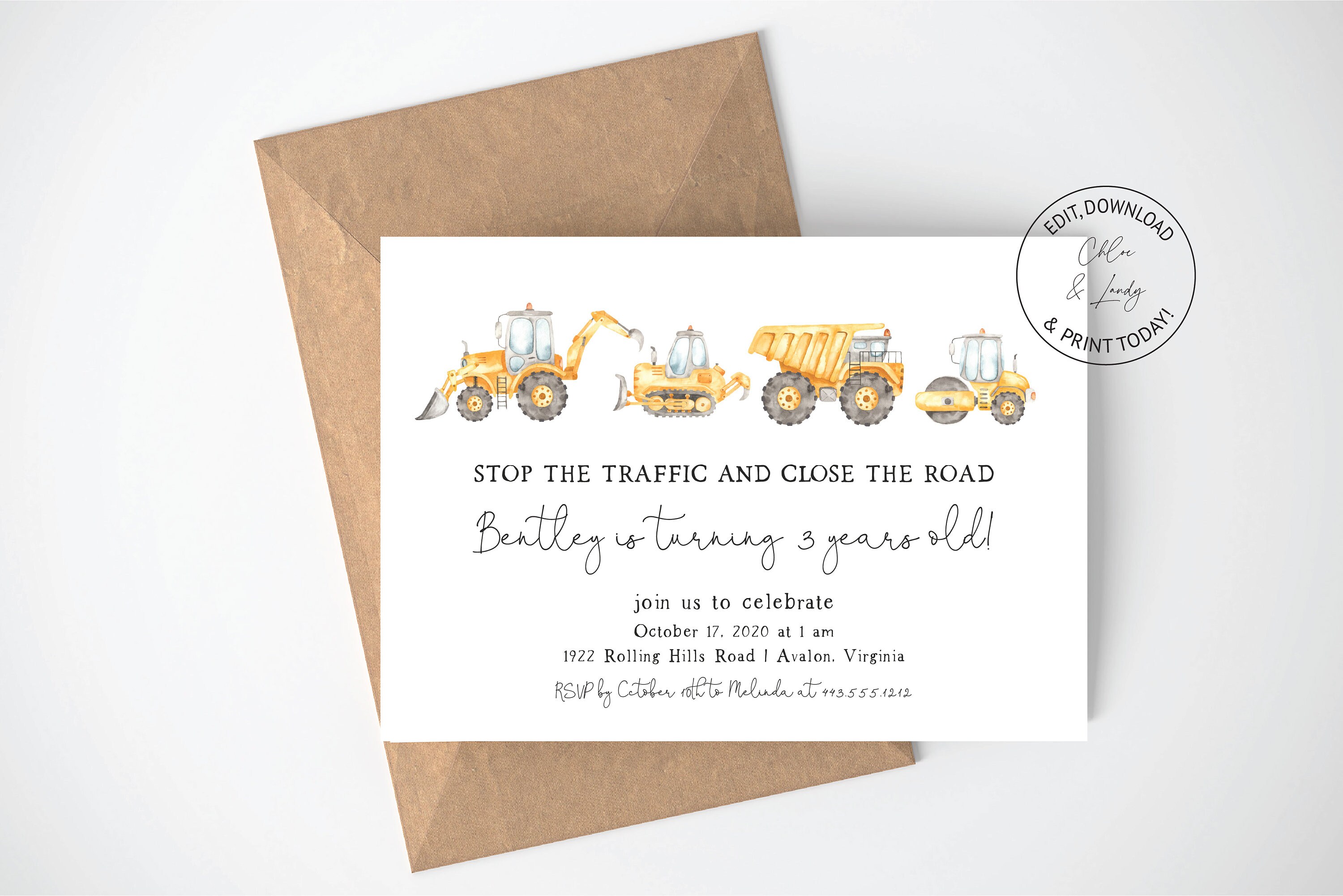 Construction Birthday Party Invitation | Editable Boy Birthday Party …
