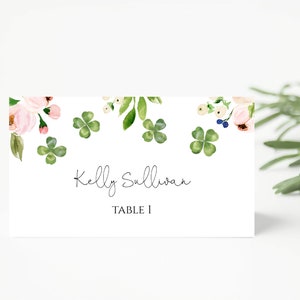 Shamrock Tented Food Cards | Shamrock Name Cards | Printable Baby Shower Place cards | Instant Download | N208