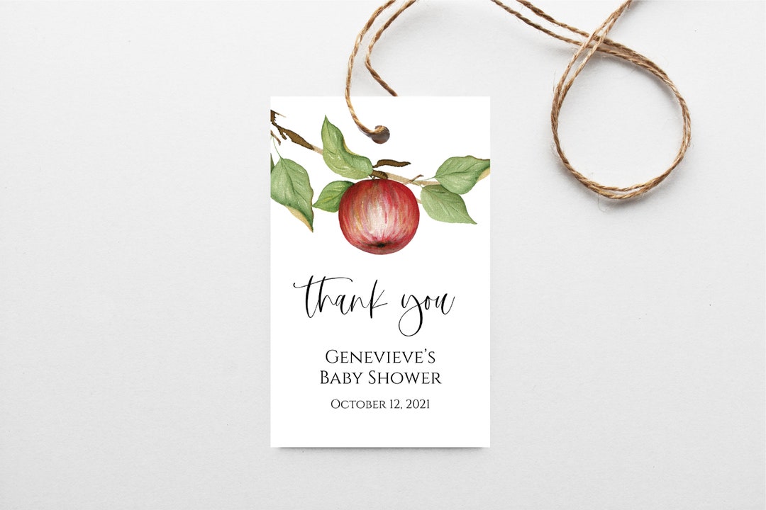 Apple Favor Tag Template | Editable Apple Baby Shower Thank You Tag ...