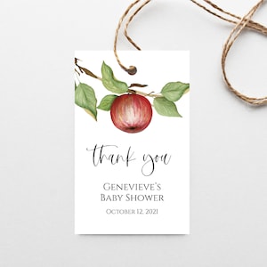 Apple Favor Tag Template | Editable Apple Baby Shower Thank You Tag | Printable Apple Favor Tag | Instant Download | Tempett | N35