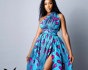 African Print Infinity Dress: Kente Ankara Cotton Maxi Dress